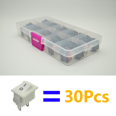 30 komada Prekidač s gumbom u kutiji 10x15mm spst 2pin 3a 250v kcd11 preklopni prekidač za uključivanje/isključivanje 10mm * 15mm crno crveno i bijelo