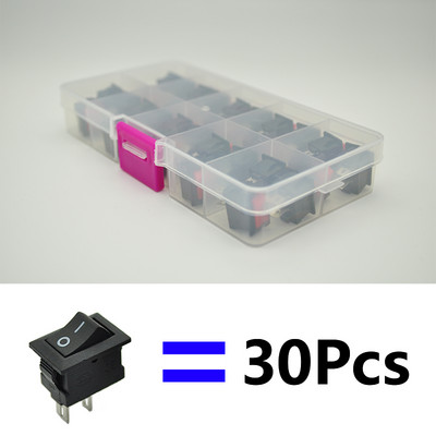 30 komada Prekidač s gumbom u kutiji 10x15mm spst 2pin 3a 250v kcd11 preklopni prekidač za uključivanje/isključivanje 10mm * 15mm crno crveno i bijelo