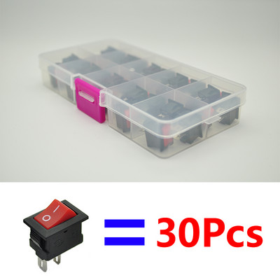 30 komada Prekidač s gumbom u kutiji 10x15mm spst 2pin 3a 250v kcd11 preklopni prekidač za uključivanje/isključivanje 10mm * 15mm crno crveno i bijelo
