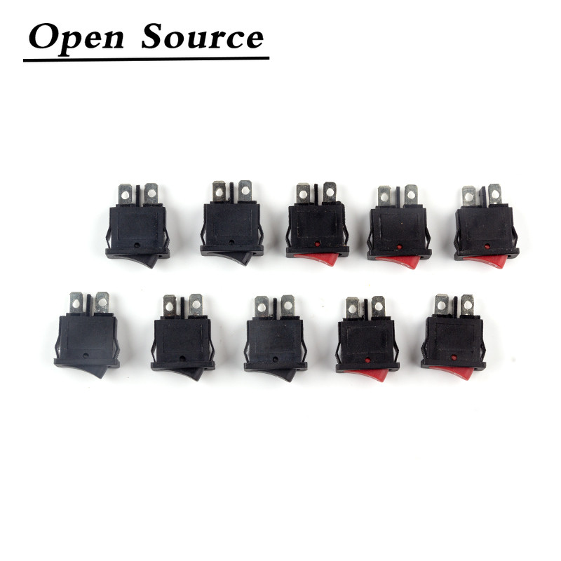 10 tk/partii KCD1-110 2 kontaktiga 250 V 6A paadi lüliti sisselükatav SPST SISSE VÄLJAS Klapi asend