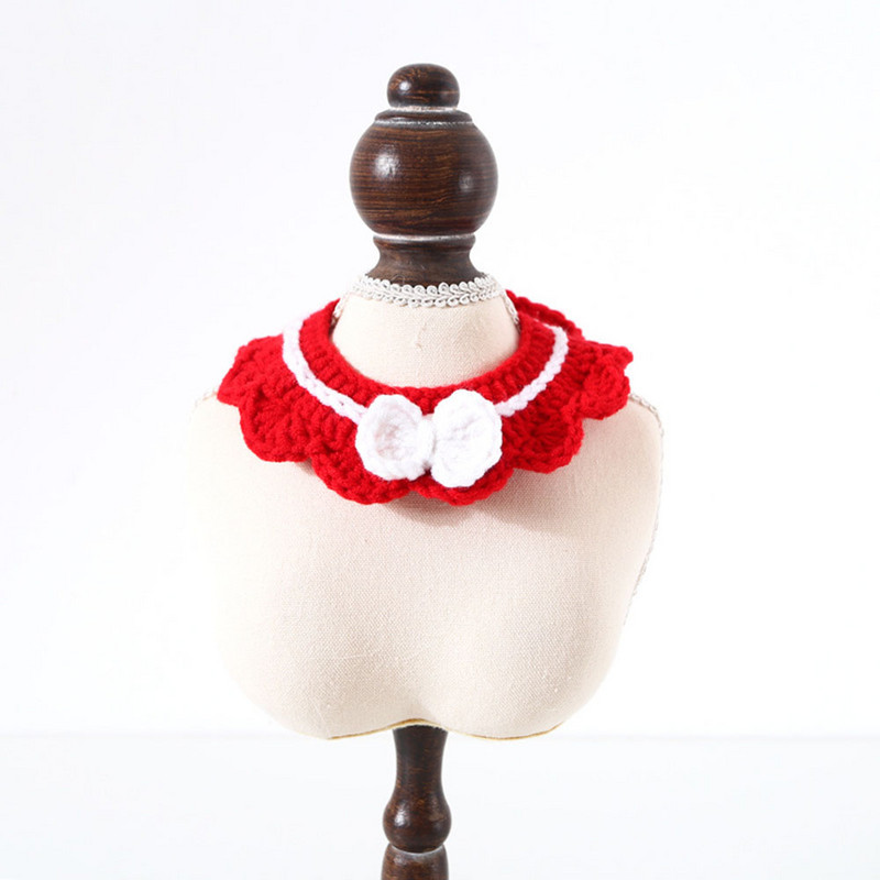 Bandane za kućne ljubimce Mačke Bibs Leptir kravate Ovratnici Dodaci Mačići Božićna ukrasna heklana ogrlica Ručno pleteni vuneni šal za male pse