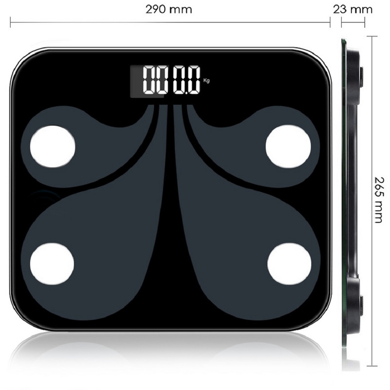 Airmsen vaga za tjelesnu masnoću Bluetooth-kompatibilna vaga za mjerenje težine Elektronička vaga za kućanstvo Pametna vaga za BMI Kupaonska vaga