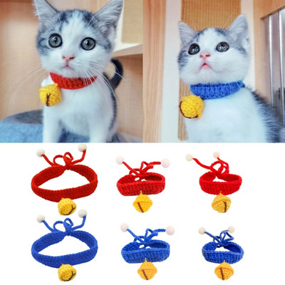 Animale de companie Pisici de tricotat guler de lână pentru gât Câini de iarnă Guler decorativ Pisicuță de companie Guler de clopot liniștit Accesorii pentru costume