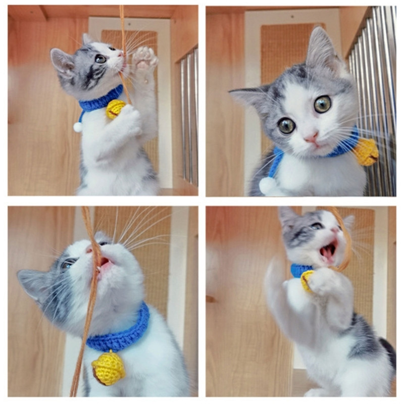 Kućni ljubimci Mačke Pletene vunene ogrlice za vrat Zimski psi Ukrasne ogrlice Mačići za kućne ljubimce Tiha zvonasta ogrlica Dodaci za kostime