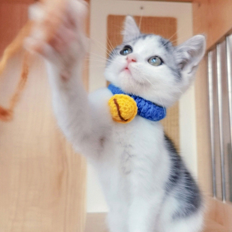 Kućni ljubimci Mačke Pletene vunene ogrlice za vrat Zimski psi Ukrasne ogrlice Mačići za kućne ljubimce Tiha zvonasta ogrlica Dodaci za kostime