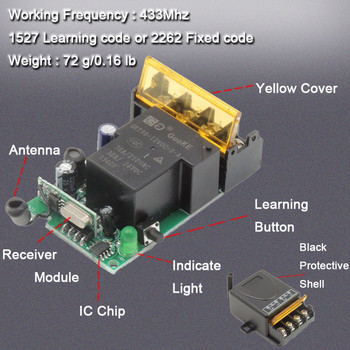 Интелигентен дом Безжичен превключвател за дистанционно управление RF 433Mhz AC 220V 30A Дистанционно управление на превключвателя за включване и изключване за домашни бойлери Таванна лампа