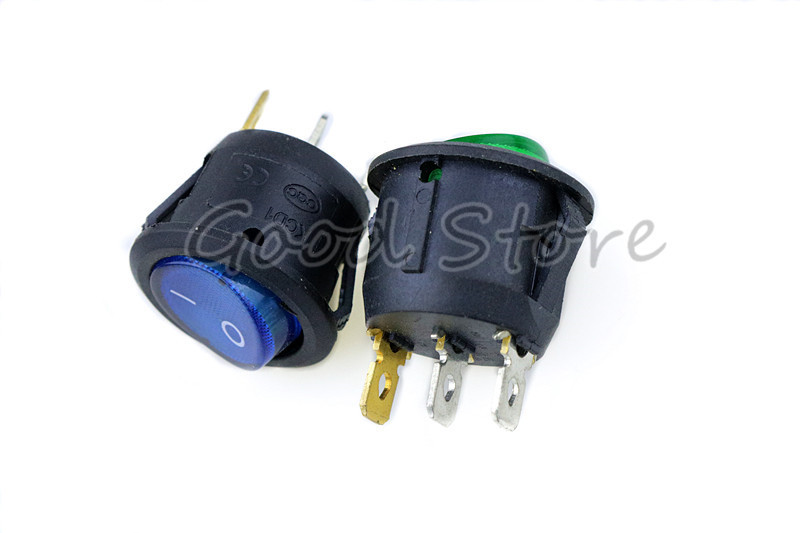 4Pcs 3Pin ON/OFF Auto 220V/12V Okrugli Rocker Dot Boat LED Prekidač svjetla SPST Prekidač svjetla YUAN