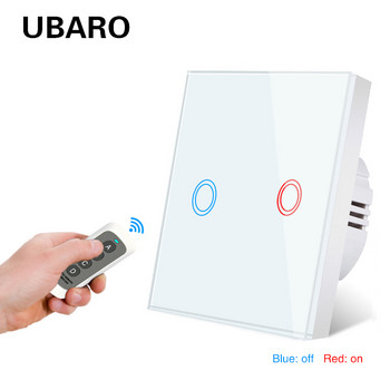 UBARO EU Безжичен превключвател за дистанционно управление Черен луксозен кристален стъклен панел Интелигентна домашна стенна лампа Led индикатор Сензор 1/2/3 Gang