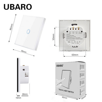 UBARO EU Безжичен превключвател за дистанционно управление Черен луксозен кристален стъклен панел Интелигентна домашна стенна лампа Led индикатор Сензор 1/2/3 Gang