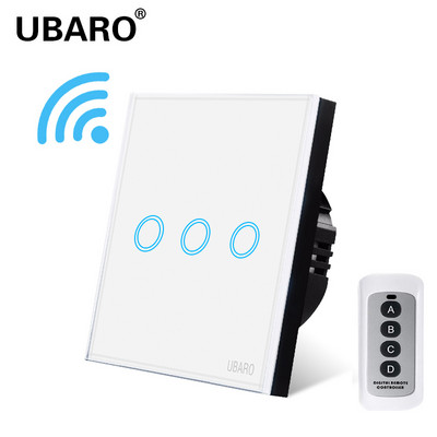 UBARO EU juhtmevaba kaugjuhtimispuldi lüliti must luksuslik kristallklaaspaneel Smart Home seinavalgusti LED indikaatori andur 1/2/3 Gang