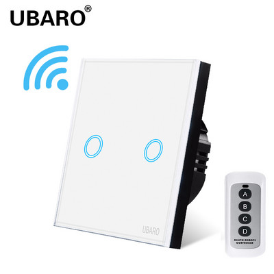 UBARO EU juhtmevaba kaugjuhtimispuldi lüliti must luksuslik kristallklaaspaneel Smart Home seinavalgusti LED indikaatori andur 1/2/3 Gang