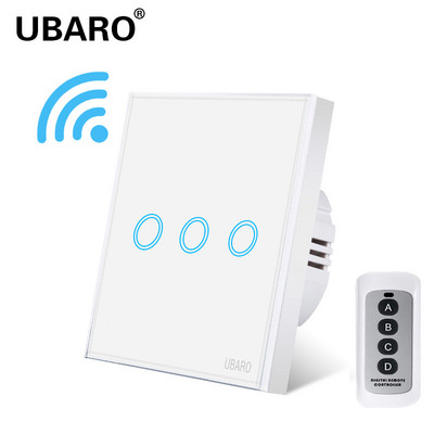 UBARO EU juhtmevaba kaugjuhtimispuldi lüliti must luksuslik kristallklaaspaneel Smart Home seinavalgusti LED indikaatori andur 1/2/3 Gang