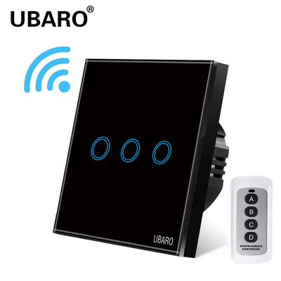 UBARO EU juhtmevaba kaugjuhtimispuldi lüliti must luksuslik kristallklaaspaneel Smart Home seinavalgusti LED indikaatori andur 1/2/3 Gang