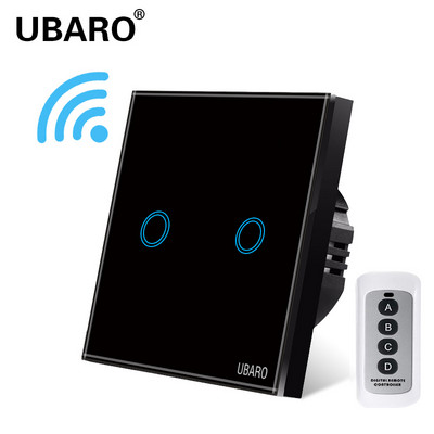 UBARO EU juhtmevaba kaugjuhtimispuldi lüliti must luksuslik kristallklaaspaneel Smart Home seinavalgusti LED indikaatori andur 1/2/3 Gang