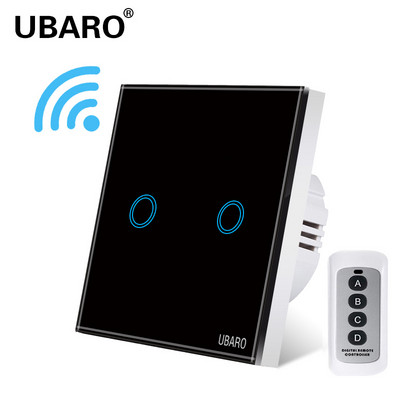 UBARO EU juhtmevaba kaugjuhtimispuldi lüliti must luksuslik kristallklaaspaneel Smart Home seinavalgusti LED indikaatori andur 1/2/3 Gang
