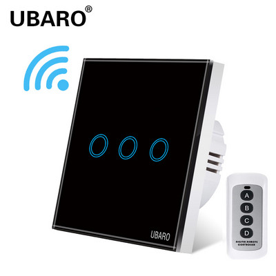 UBARO EU juhtmevaba kaugjuhtimispuldi lüliti must luksuslik kristallklaaspaneel Smart Home seinavalgusti LED indikaatori andur 1/2/3 Gang