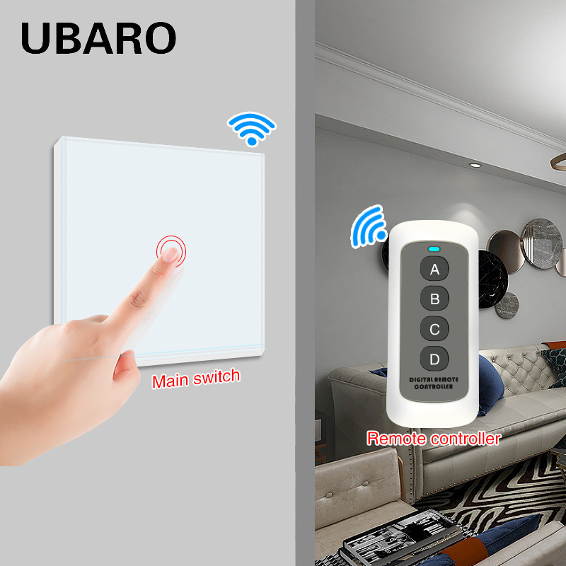 UBARO EU juhtmevaba kaugjuhtimispuldi lüliti must luksuslik kristallklaaspaneel Smart Home seinavalgusti LED indikaatori andur 1/2/3 Gang