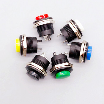 1/6PCS,R13-507,Momentary,2 Pin,Mini Round Push Button Switch,Self-Reset,Electrical Equipment,16MM Panel Hole,3A 250VAC/6A 125VAC