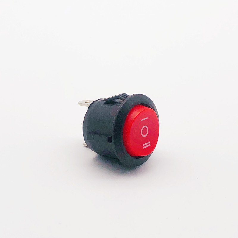 1/5 tk, 3 kontaktiga, ümmargune pistikupesa lüliti must ja punane SISSE-VÄLJA, SISSE-VÄLJA-SISSE Lüliti 6A/10A 125V AC, toiteallika mini klahvlüliti nupp