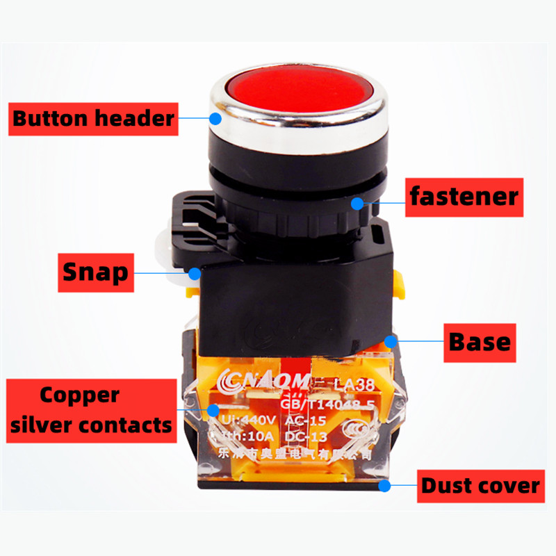 1tk LA38-11BN, ümmargune toitelüliti, hetkeline/lukustamine, elektriseadmed, 10A440VAC, EI/NC, käivitus ja seiskamine, kontaktid, valgus puudub