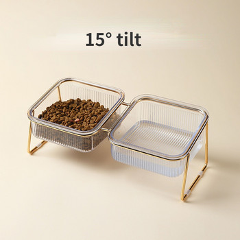 Μπολ για κατοικίδια Ψηλόποδα Tilt Dog Food Bowl πόσιμο νερό Διπλό μπολ Διαφανές Προστατευτικό Τροφοδότης Αυχενικής Σπονδυλικής Στήλης για Puppy Kitty