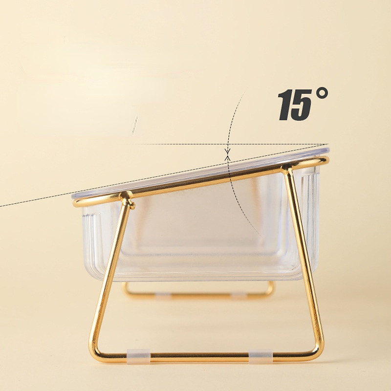 Zdjela za kućne ljubimce Visoko stopalo Tilt Pas Mačka Posuda za hranu Voda za piće Dvostruka zdjela Prozirna Hranilica za zaštitu vratne kralježnice za Puppy Kitty