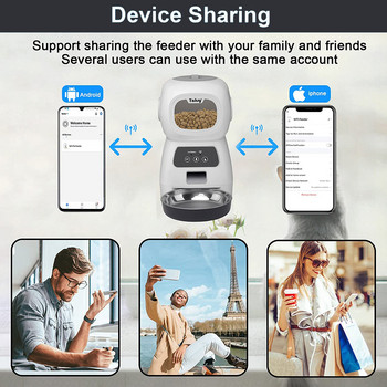Έξυπνος αυτόματος τροφοδότης κατοικίδιων κατοικίδιων 3,5 λίτρων Wifi Remote APP για γάτες σκύλους Χρονοδιακόπτης διανομής φαγητού Dogs Cats Supplies Feeding Bowler