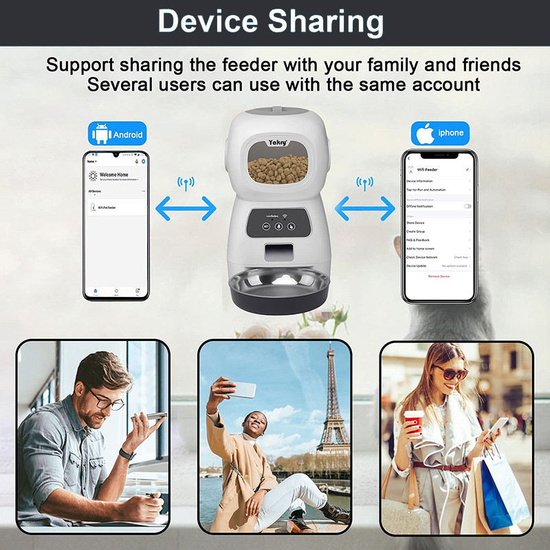 3,5 l WiFi-kaugjuhtimisrakenduse juhtseade Nutikas automaatne lemmikloomade söötja kassidele koertele toidujaotur Taimer koertele kassidele söötmiskauss