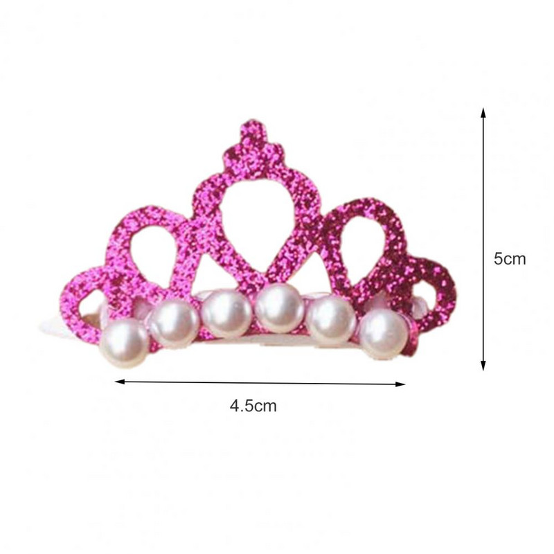 2 vnt. naminių gyvūnėlių plaukų segtukai dirbtinio perlo karūnėlės formos galvos puošmena poliesteris, gražūs naminių šunų plaukų segtukai meškiukui