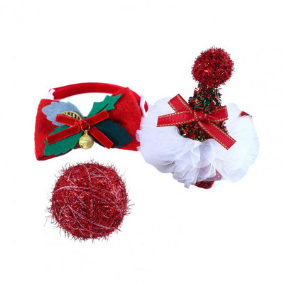 3Pcs/Set šešir mačka modni šljokice ukrasni božićni elementi od platna mačka ovratnik šešir igračka lopta set za dom