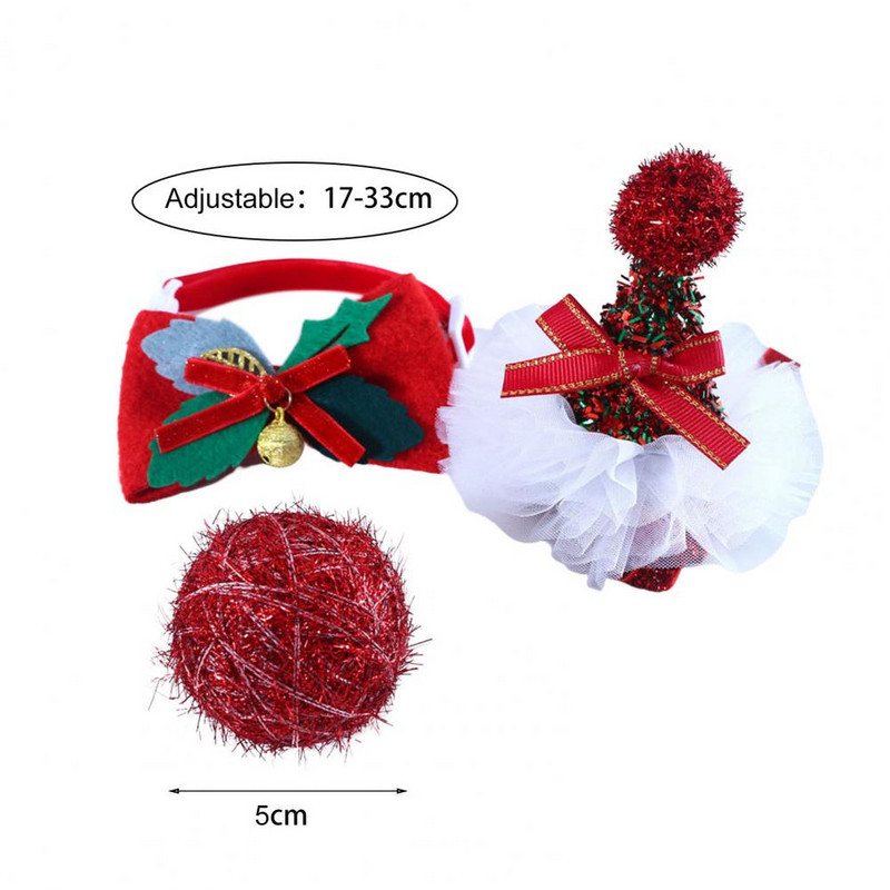 3Pcs/Set šešir mačka modni šljokice ukrasni božićni elementi od platna mačka ovratnik šešir igračka lopta set za dom