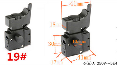 Miniatuurse elektritööriista lüliti kiiruse reguleerimise päästiku nupp nurklihvija elektrilise löökpuurimisseadme tarvikutele