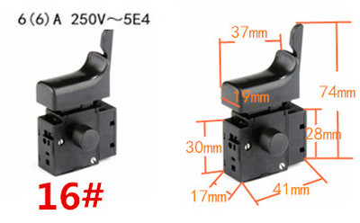 Miniatuurse elektritööriista lüliti kiiruse reguleerimise päästiku nupp nurklihvija elektrilise löökpuurimisseadme tarvikutele