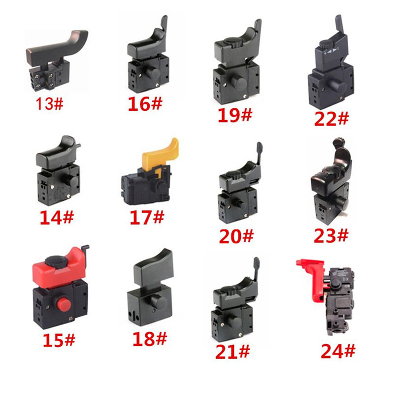 Miniatuurse elektritööriista lüliti kiiruse reguleerimise päästiku nupp nurklihvija elektrilise löökpuurimisseadme tarvikutele