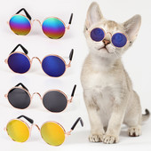 Jauki vintage apaļas kaķu saulesbrilles Saulesbrilles Atspulgs Mājdzīvnieku fotogrāfijas Rekvizīti Aksesuāri Mājdzīvnieku produkti Katzen Zubehör Dropshipping