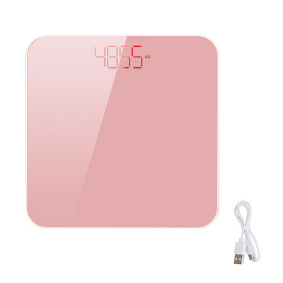 Cântar de baie portabil din sticlă securizată cu greutate corporală Afișaj digital Sală de sport de acasă subțire, reîncărcabilă prin USB, cântar de baie universal 180 kg