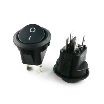KCD1 20mm Round Rocker Switch Square Base 4 Pins AC 250V 6A 125V 10A Black Red Color ON/OFF Διακόπτες ρεύματος 4 πόδια