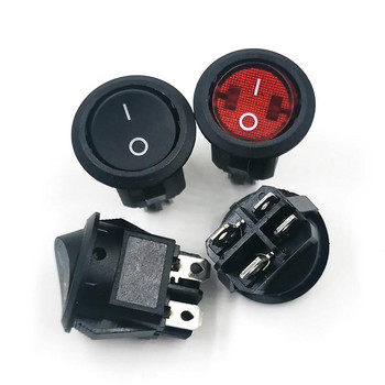 KCD1 20mm Round Rocker Switch Square Base 4 Pins AC 250V 6A 125V 10A Black Red Color ON/OFF Διακόπτες ρεύματος 4 πόδια