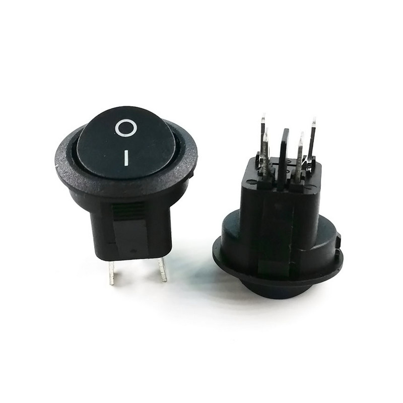 KCD1 20 mm ümmargune klahvlüliti, kandiline alus 4 kontaktiga AC 250 V 6A 125 V 10 A must punane värv SISSE/VÄLJA 4 jala toitelülitid