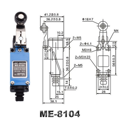 Vodootporni CNC trenutni granični prekidač ME 8108 8111 8122 9101 5A/220V rotirajući valjkasti poluga zatvorena granični prekidač industrijskog stroja