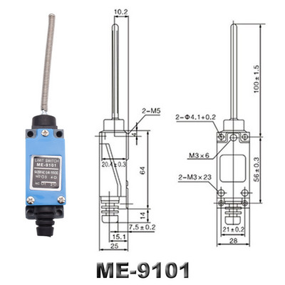 Vodootporni CNC trenutni granični prekidač ME 8108 8111 8122 9101 5A/220V rotirajući valjkasti poluga zatvorena granični prekidač industrijskog stroja