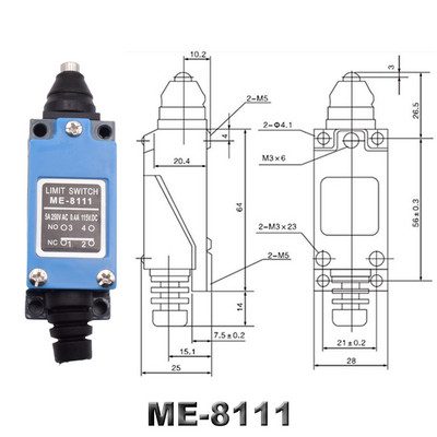Vodootporni CNC trenutni granični prekidač ME 8108 8111 8122 9101 5A/220V rotirajući valjkasti poluga zatvorena granični prekidač industrijskog stroja