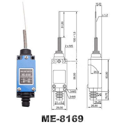 Vodootporni CNC trenutni granični prekidač ME 8108 8111 8122 9101 5A/220V rotirajući valjkasti poluga zatvorena granični prekidač industrijskog stroja