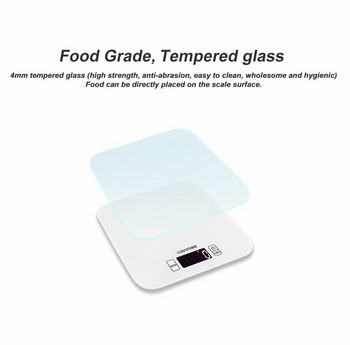 Hot GASON C1 Цифрова кухненска везна Електронна везна за храна Везна от закалено стъкло LCD Високопрецизни измервателни инструменти 15 кг