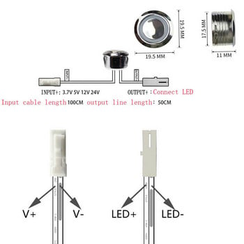 5V DC 12-24V 4A сензорен превключвател 12V LED лента Бутон за превключване ВКЛ. ИЗКЛ. Димер Сензорен сензор Безстепенно затъмняване електрически ключове за къща