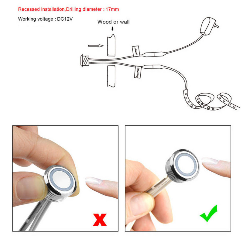 5V DC 12-24V 4A puutelüliti 12V LED-riba lüliti nupp ON OFF Dimmer puuteandur Astmeta hämardamisega elektrilülitid maja jaoks