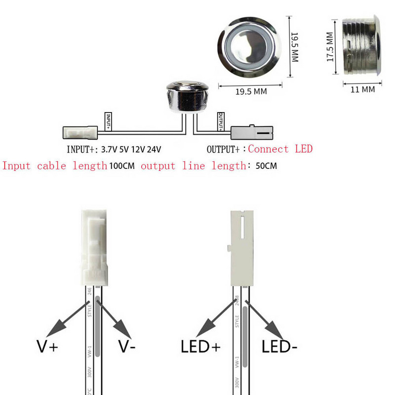 5V DC 12-24V 4A puutelüliti 12V LED-riba lüliti nupp ON OFF Dimmer puuteandur Astmeta hämardamisega elektrilülitid maja jaoks