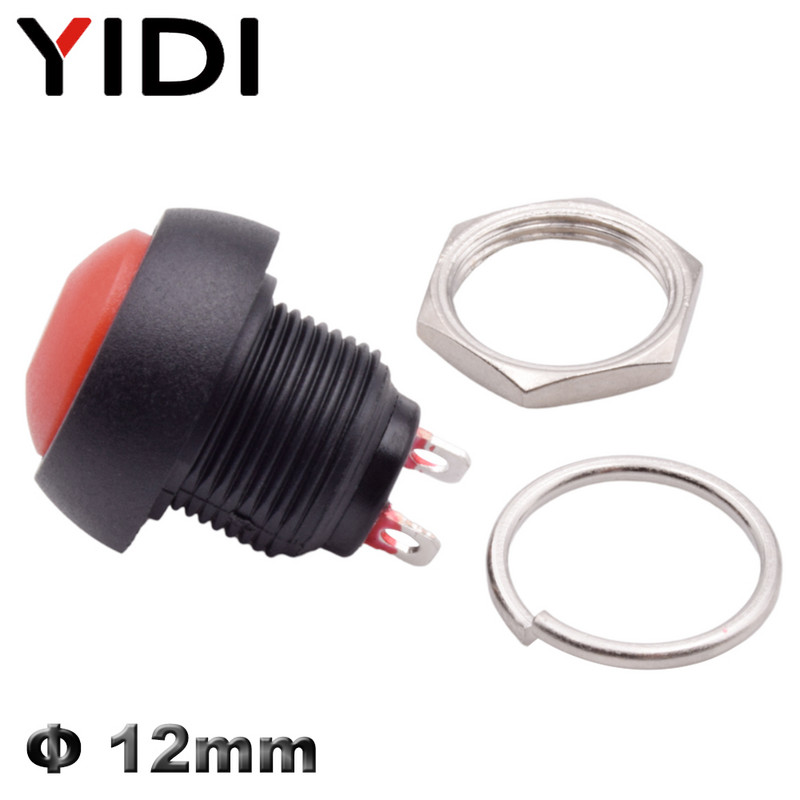 5/10 komada PBS 33B Mini Samll Plastična tipka Okrugla glava UKLJUČENO ISKLJUČENO Trenutni prekidač 2 Pin 12 mm Vodootporan Power Reset Bez zaključavanja