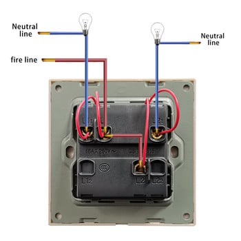 Jhjch Crystal Glass Panel 2 Gang 2 Way Pass Through On/Off Διακόπτης φωτός Stair Wall Switched with LED Indicator 16A