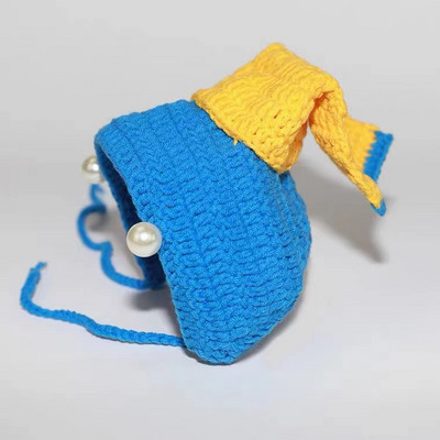 Psić Mačić Slatka smiješna haljina Dodaci Djevojka s bisernom naušnicom Cospaly mačka Čudno pleteno pokrivalo za glavu Šešir za kućne ljubimce